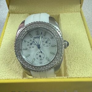 Invicta Women's Silver and White Chronograph Watch
